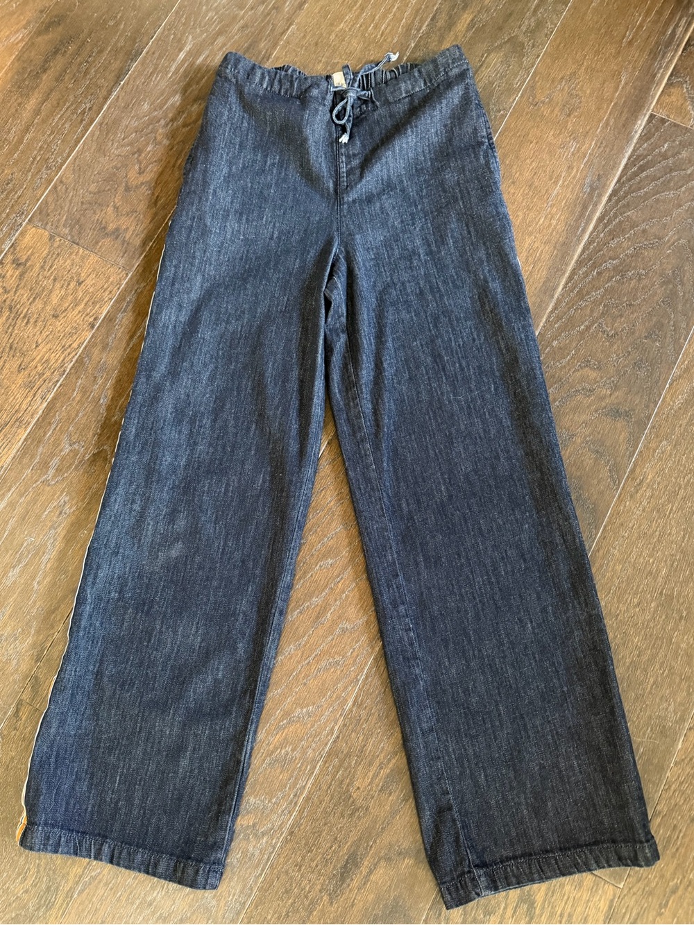 Anthropologie/Maeve Pull-On High-Rise Wide-Leg Track Pants in Dark Denim